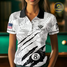 Load image into Gallery viewer, Personalized Funny Scratch 8 Ball Pool Billiard Polo, 1/4 Zip For Women Custom Team Billiard Jersey TDM4147