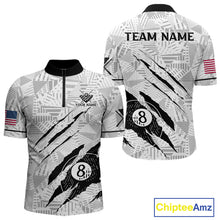 Load image into Gallery viewer, Personalized Funny Scratch 8 Ball Pool Billiard Polo, 1/4 Zip For Men Custom Team Billiard Jersey TDM4147