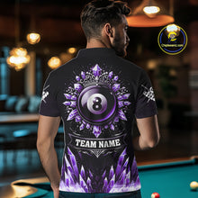 Load image into Gallery viewer, Personalized Purple Icy 8 Ball Pool Crown Billiard Shirt For Men, Funny Billiard Team Jerseys TDM4304