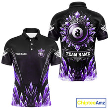 Load image into Gallery viewer, Personalized Purple Icy 8 Ball Pool Crown Billiard Shirt For Men, Funny Billiard Team Jerseys TDM4304