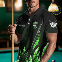 Load image into Gallery viewer, Personalized Green Icy 8 Ball Pool Crown Billiard Shirt For Men, Billiard Jersey Polo &amp; 1/4 Zip TDM4305