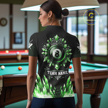 Load image into Gallery viewer, Personalized Green Icy 8 Ball Pool Crown Billiard Shirt For Women, Billiard Jersey Polo &amp; 1/4 Zip TDM4305