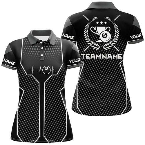 Custom 8 Ball Heartbeat Funny Billiard Polo Shirts For Women Personalized Pool Jerseys For Player TDM0303