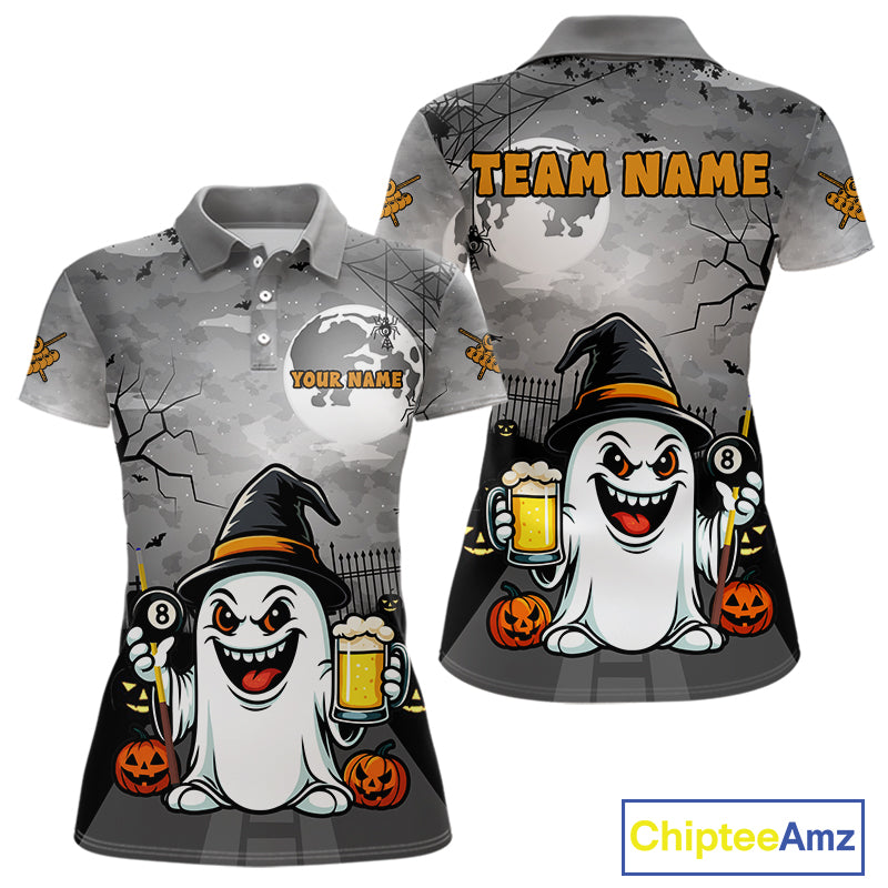 Funny Ghostly Beer Halloween Billiard Shirt For Women Custom Halloween Gifts For Pool Player TDM4947
