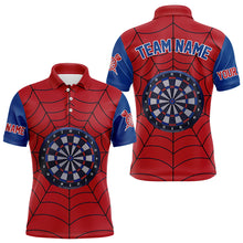 Load image into Gallery viewer, Blue And Red Dart Spider Web Custom Dart Shirts For Men, Unique Dart Team Jerseys Funny Dart Shirts TDM3170