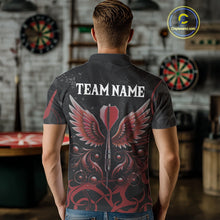 Load image into Gallery viewer, Black And Red Custom Wings Darts Shirts For Men, Darts Jersey Pocket Option TDM3839