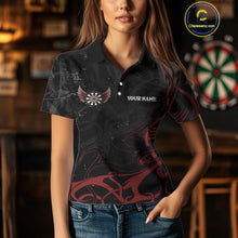 Load image into Gallery viewer, Black And Red Custom Wings Darts Shirts For Women, Darts Jersey Pocket Option TDM3839