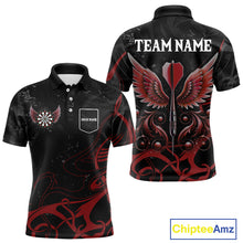 Load image into Gallery viewer, Black And Red Custom Wings Darts Shirts For Men, Darts Jersey Pocket Option TDM3839