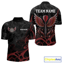 Load image into Gallery viewer, Black And Red Custom Wings Darts Shirts For Men, Darts Jersey Pocket Option TDM3839