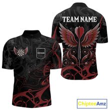 Load image into Gallery viewer, Black And Red Custom Wings Darts Shirts For Men, Darts Jersey Pocket Option TDM3839