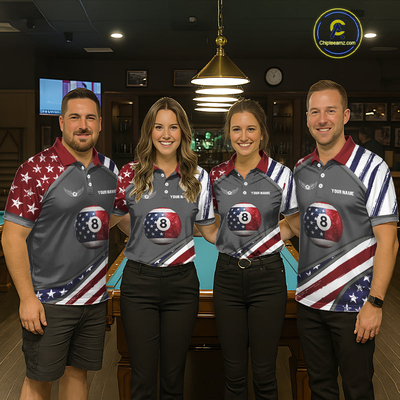 Patrioitc 8 Ball Pool Men Billiard Polo & 1/4-Zip Shirt Personalized Billiard Team Jersey NYN2376