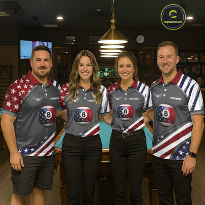 Patrioitc 8 Ball Pool Men Billiard Polo & 1/4-Zip Shirt Personalized Billiard Team Jersey NYN2376