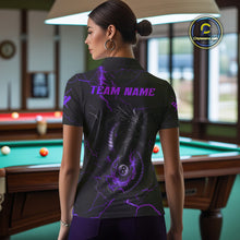 Load image into Gallery viewer, Black And Purple 8 Ball Thunder Lightning Custom Dragon Women&#39;s Billiard Shirt, Billiard Team Jersey TDM4349