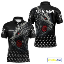 Load image into Gallery viewer, Personalized Viking 3D Wolf Dart Shirts For Men Custom Black Dart Team Jerseys Polo &amp; Quarter Zip TDM3848