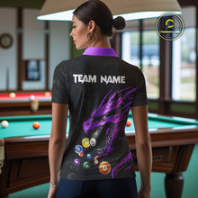 Load image into Gallery viewer, Personalized Purple Black Dragon Billiard Balls Pool Shirts For Women, Billiard League Team Jerseys TDM3851