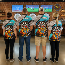Load image into Gallery viewer, Personalized Rooster Funny Darts Shirt For Men Custom Darts Team Jersey Polo &amp; 1/4 Zip |Blue TDM6279