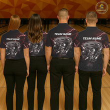 Load image into Gallery viewer, Personalized Thunder Lightning Tornado Funny Bowling Shirt For Women Custom Bowling Team Jersey |Red TDM5393