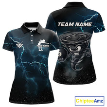 Load image into Gallery viewer, Blue Funny Tornado 8 Ball Pool Billiard Shirt For Women Custom Thunder Lightning Billiard Team Jersey TDM5396