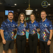 Load image into Gallery viewer, American Flag Blue Galaxy Billiard Shirt For Women Custom 9 Ball Pool Team Jersey Polo &amp; 1/4 Zip TDM5886