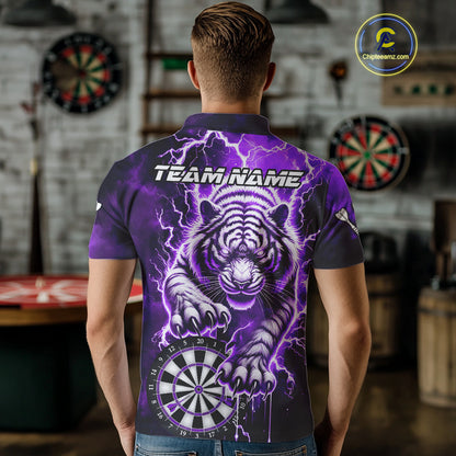 Personalized Thunder Lightning Tiger Dart Shirts For Men Custom 3D Dart League Team Jersey|Purple TDM3860