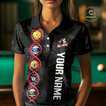 Load image into Gallery viewer, DNA Billiard Shirts For Women Custom Funny Pool Balls Billiard Jerseys Team Polo &amp; Quarter Zip TDM3862
