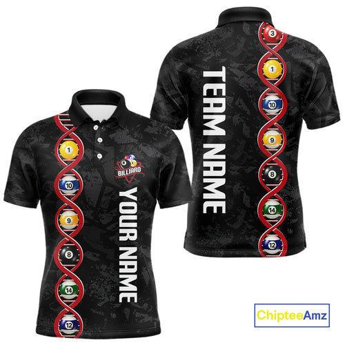 DNA Billiard Shirts For Men Custom Funny Pool Balls Billiard Jerseys Team Polo & Quarter Zip TDM3862