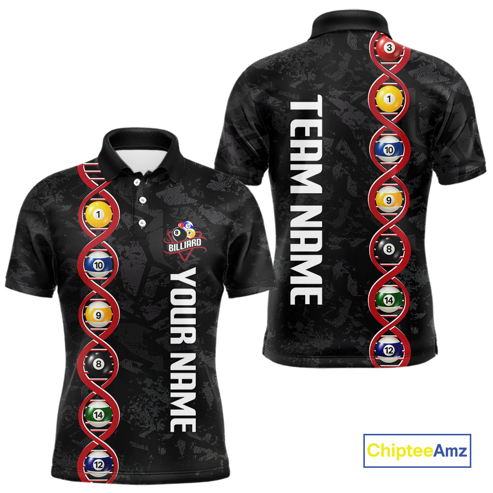 DNA Billiard Shirts For Men Custom Funny Pool Balls Billiard Jerseys Team Polo & Quarter Zip TDM3862