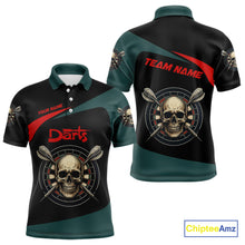 Load image into Gallery viewer, Grunge Skull And Dartboard Custom Polo Darts Shirt For Men - Darts Team Jersey NYN0700