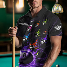 Load image into Gallery viewer, Personalized Funny Colorful Flame 8 Ball Billiard Shirt For Men Custom Pool Team Jersey |Purple TDM4968