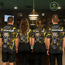 Load image into Gallery viewer, Yellow Black 8 Ball Skull Lightning Splash Billiard Shirt For Women Custom Pool Jersey Polo, 1/4 Zip TDM5892