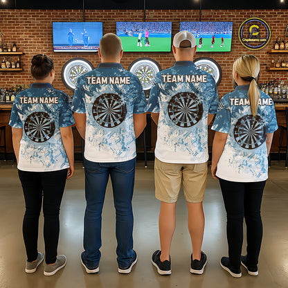 Personalized Blue Grunge Darts Jerseys For Men Custom Darts Team Shirts Polo & Quarter Zip TDM5895