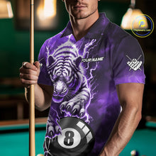 Load image into Gallery viewer, Purple 8 Ball Thunder Lightning Tiger Billiard Shirt For Men Custom Pool Team Jersey Polo, 1/4 Zip TDM6038