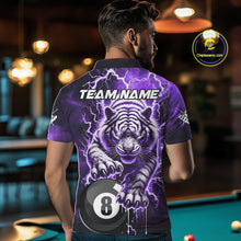 Load image into Gallery viewer, Purple 8 Ball Thunder Lightning Tiger Billiard Shirt For Men Custom Pool Team Jersey Polo, 1/4 Zip TDM6038