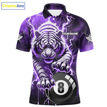Load image into Gallery viewer, Purple 8 Ball Thunder Lightning Tiger Billiard Shirt For Men Custom Pool Team Jersey Polo, 1/4 Zip TDM6038