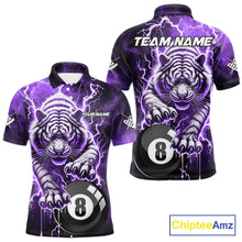 Load image into Gallery viewer, Purple 8 Ball Thunder Lightning Tiger Billiard Shirt For Men Custom Pool Team Jersey Polo, 1/4 Zip TDM6038