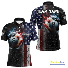 Load image into Gallery viewer, Custom Billiard Jersey For Men, 8 Ball Pool Shirt With American Flag, Billiard Polo &amp; 1/4 Zip Shirt TDM3867