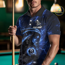 Load image into Gallery viewer, Blue 8 Ball Pool Grim Reaper Billiard Shirt For Men Custom Billiard Team Jersey Polo &amp; 1/4 Zip TDM6300