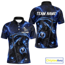 Load image into Gallery viewer, Blue 8 Ball Pool Grim Reaper Billiard Shirt For Men Custom Billiard Team Jersey Polo &amp; 1/4 Zip TDM6300