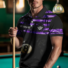 Load image into Gallery viewer, Customized Retro 8 Ball Pool Purple Camo US Flag Billiard Shirt For Men, Patriotic Billiard Jersey TDM4331