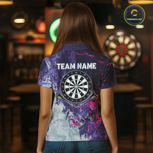 Load image into Gallery viewer, Purple Grunge Darts Shirt With Pocket Option For Women Custom Darts Jersey TDM4977