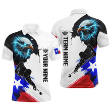 Load image into Gallery viewer, Personalized Eagle Texas Flag Billiard Player Shirts For Men Custom Patriotic Billiard Jerseys TDM1602