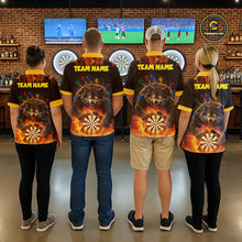 Load image into Gallery viewer, Personalized Fire Flame Wolf Darts Shirt For Men Custom Darts Jersey Team Polo &amp; Quarter Zip TDM6314
