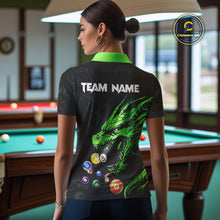 Load image into Gallery viewer, Personalized Green Black 3D Dragon Billiard Balls Pool Shirt For Women, Billiard League Team Jersey TDM4341