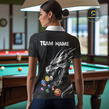 Load image into Gallery viewer, Personalized White Black 3D Dragon Billiard Balls Pool Shirt For Women, Billiard League Team Jersey TDM4342