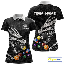 Load image into Gallery viewer, Personalized White Black 3D Dragon Billiard Balls Pool Shirt For Women, Billiard League Team Jersey TDM4342