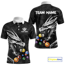 Load image into Gallery viewer, Personalized White Black 3D Dragon Billiard Balls Pool Shirt For Men, Billiard League Team Jersey TDM4342