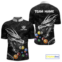 Load image into Gallery viewer, Personalized White Black 3D Dragon Billiard Balls Pool Shirt For Men, Billiard League Team Jersey TDM4342