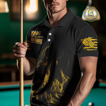 Load image into Gallery viewer, Yellow Flaming US Flag 9 Ball Billiard Shirt For Men Custom Patriotic Pool Player Team Jersey TDM4548