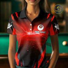 Load image into Gallery viewer, Personalized Thunder Lightning Wolf Billiard Shirt For Women, 8 Ball Billiard Team Jerseys |Red TDM4549