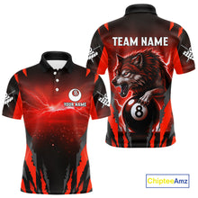 Load image into Gallery viewer, Personalized Thunder Lightning Wolf Billiard Shirt For Men, 8 Ball Billiard Team Jerseys |Red TDM4549